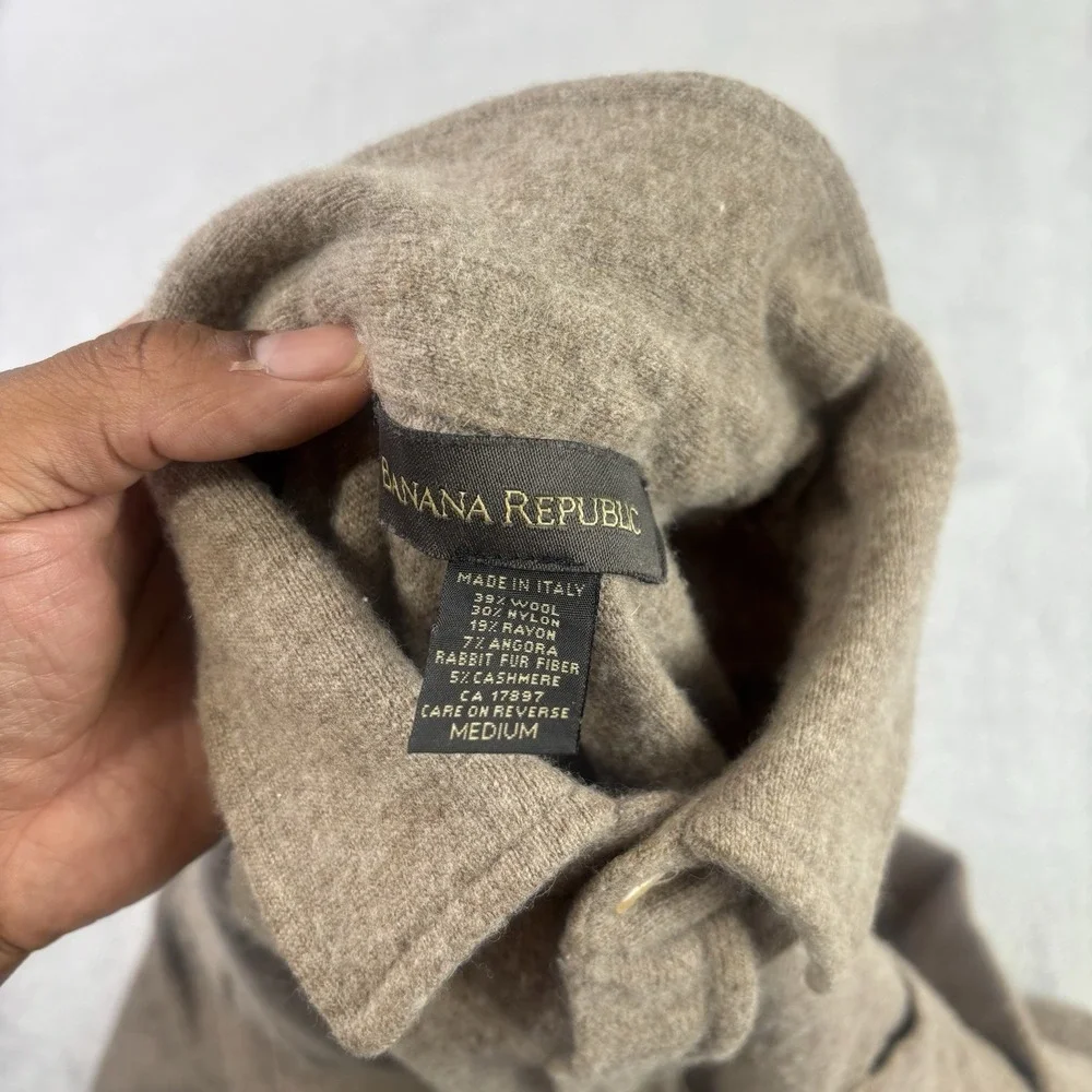 Banana Republic Wool Blend Brown Tan Long Sleeve Button Up Shirt Medium